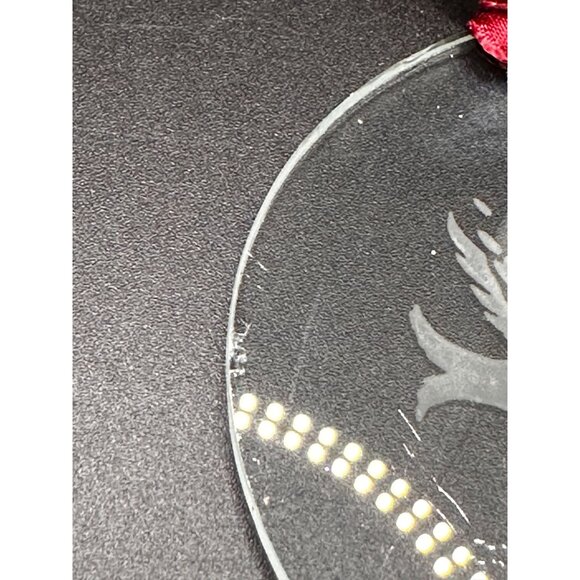 Vtg Avon glass Christmas ornament etched doves rough edges 1980s XMAS READ - Picture 6 of 16